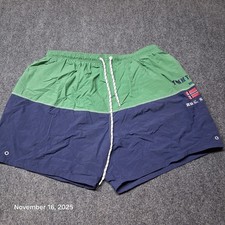 Vintage Tommy Hilfiger Swim Trunk Shorts Size XL Green Blue Colorblock Mesh Line