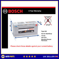 Battery fits PORSCHE CAYENNE 92A, 9PA Bosch 020 920A 110Ah 5Yr Warranty