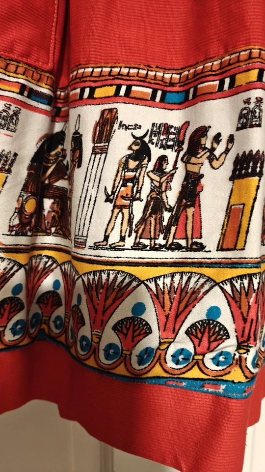 Falda Plisada Novedad Años 50 Rojo Motivo Egipcio Pequeña Foto 4 de 4