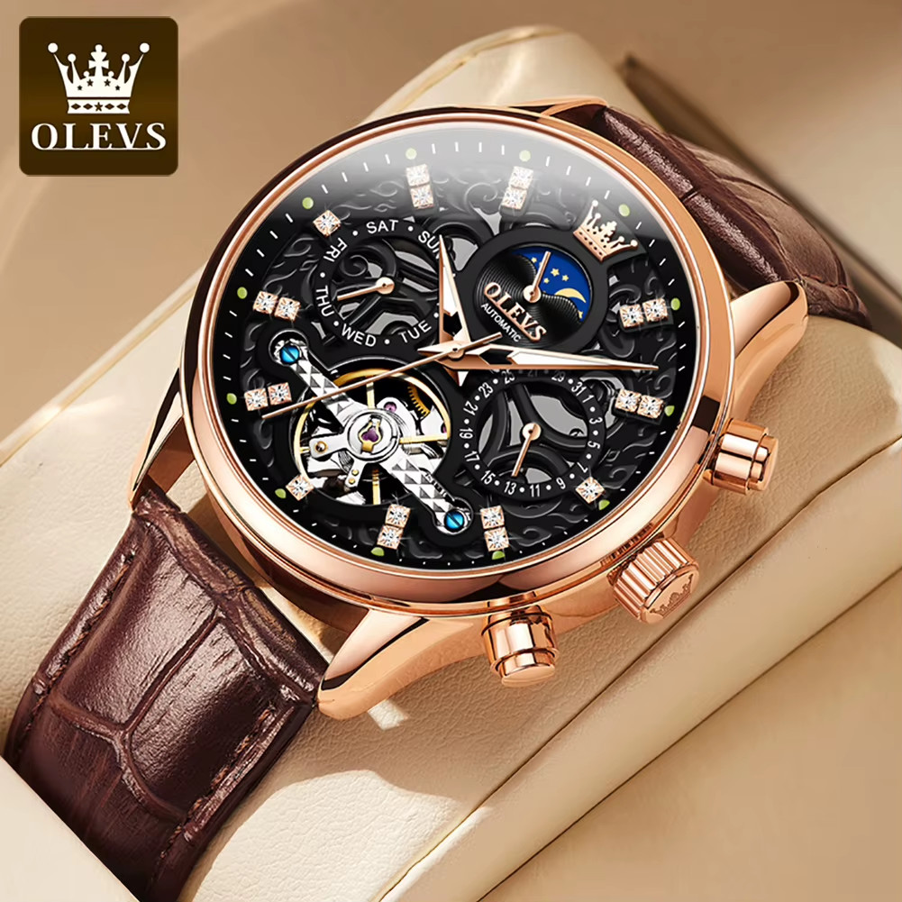 Montre pour hommes 6658 montre automatique mécanique en cuir
