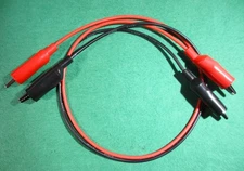 Vintage 26"L Test Lead Set 16 AWG Rubber Insulation fixed alligator clip ends