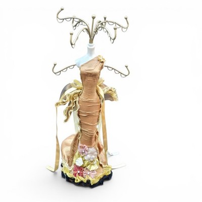 VTG Dress Form Jewelry Stand Organizer Mannequin Dancer Style Metal Hooks 14.5 
