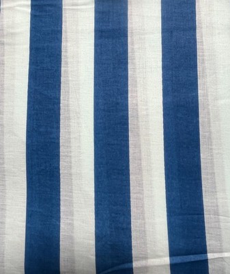 Indian Handmade Blue & White Stripe Dressmaking, Sewing Running Fabric 2.5 Yards