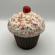 Vintage Cookie Candy Jar 1976 Cupcake With Sprinkles & A Cherry E. S. Molds