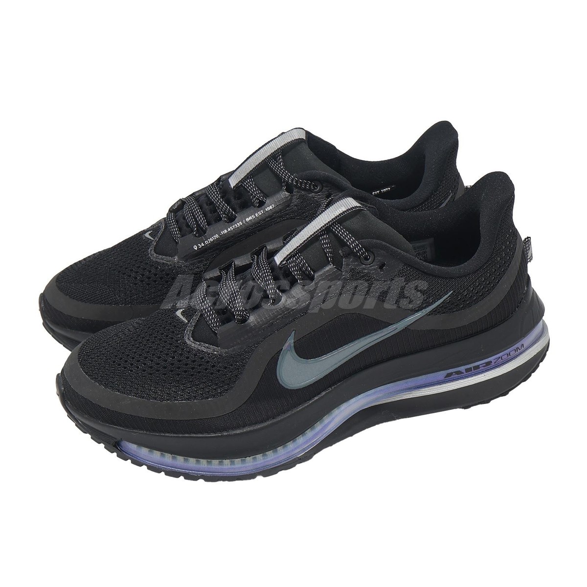 Nike Pegasus Premium Black Metallic Silver Men Road Running Shoes