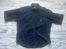 Vtg Chaps Ralph Lauren Shirt Mens XL Navy Blue Long Sleeve Crest Logo Button Up
