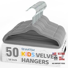 Premium 14 Inch Kids Hangers Grey Baby Velvet Hanger, Non 50 Pack Grey-14 Inch