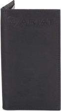ARIAT Men's Black Leather Bifold Wallet with Embossed Logo