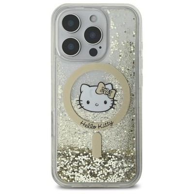 Hello Kitty iPhone 16 Pro Max Hülle Case Cover MagSafe Liquid Glitter Fever Gold