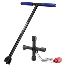 WORKPRO 28" Water Meter Key 4-Way Utility Valve Shut Off Heavy Duty Steel Non-Sl