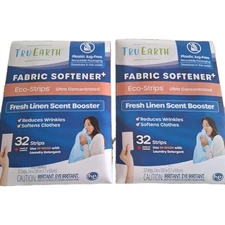 2 X Tru Earth Fabric Softener Eco STRIPS Fresh Linen Scent Booster True  In Wash