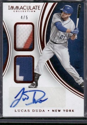 LUCAD DUDA 2016 Panini Immacualte Dual Patch Relic Auto #D /5 New York Mets