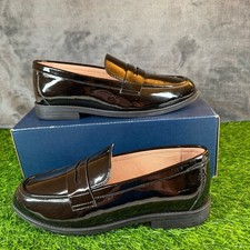 Cole Haan Haverhill Penny Loafers Black Patent PU W31768 Womens 6B New