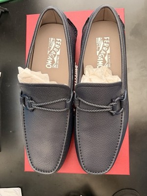 Salvatore Ferragamo Gancini Driver ornament Marine blue size 8.5 EE