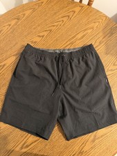 O'Neill Men's Black Hybrid Chino Shorts Drawstring Elastic Waist Logo