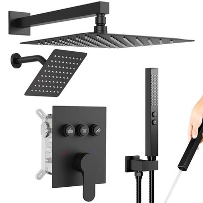 Shower Systems with Rain Shower and Handheld,Dual Head 12+6'' Rainfall Shower ...