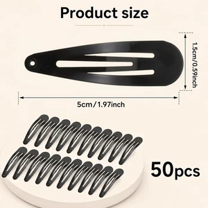 HJZHII 5400ATSA7111 Hair Clips, 50 Black Snap Clips