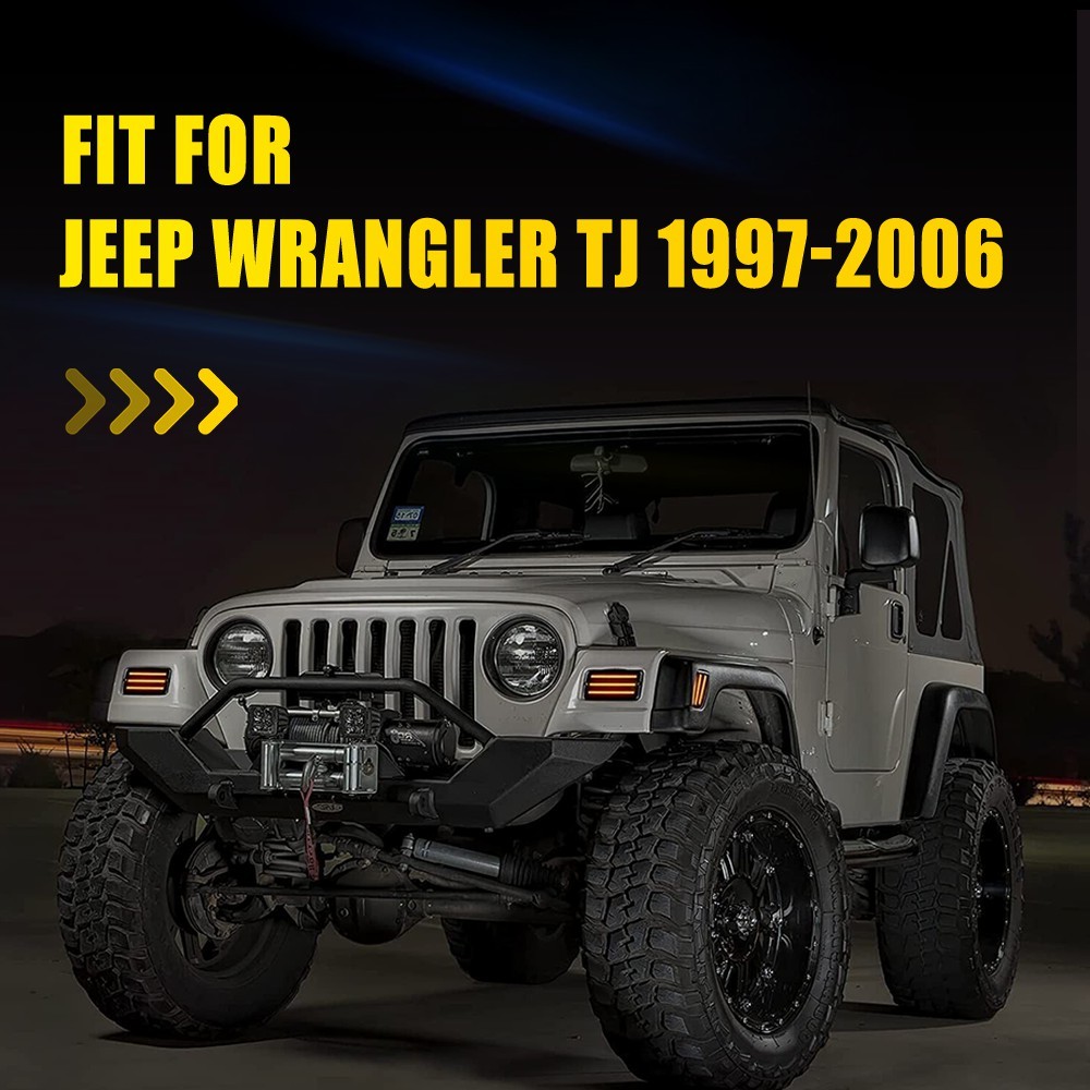 For Jeep Wrangler TJ 1997-2006 Smoke LED Bumper Signal Front Side Marker Lights