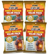 LOT OF 4 - Hot Hands Stick On Body Warmer VALUE PACK 8/pk. TOTAL 32 BODY WARMERS