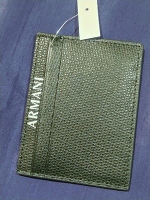 ARMANI EXCHANGE Card Case Slim Business Card Holder Dark Green New Without Tag