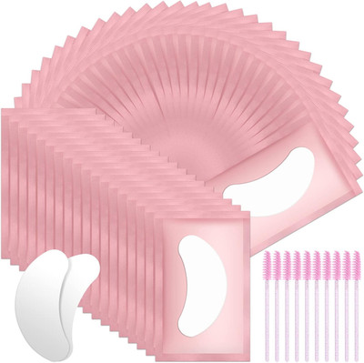 Augengel Pads, 50 Paar fusselfreie Pflaster mit 10 Wimpernpinseln, unter Augenpads f