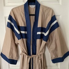 Mens Christian Dior Tan/Blue Cotton Blend Robe