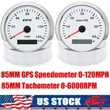 85mm White Gps Speedometer 120mphtachometer 6000rpm Gauge For Boat Car Truck Us