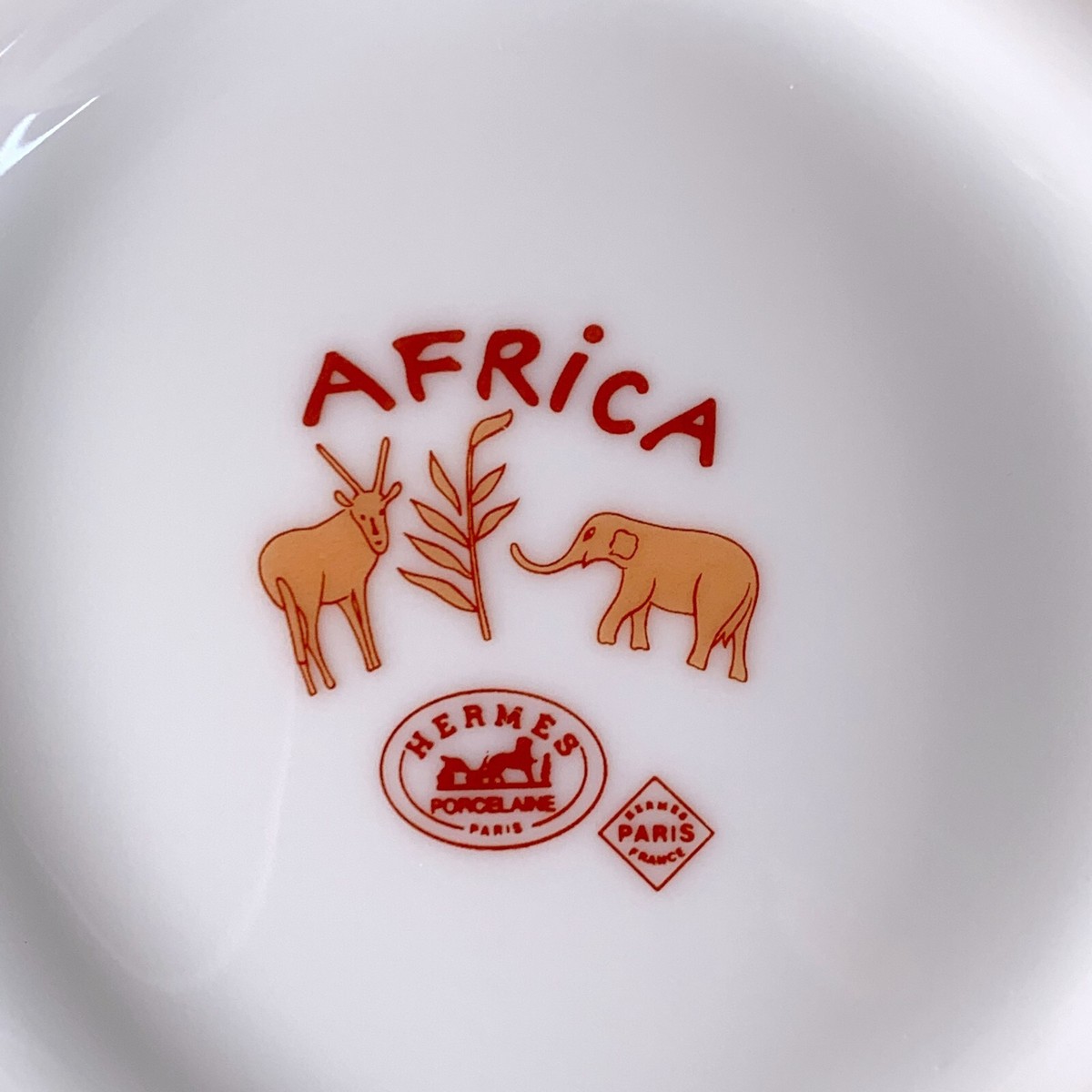 Hermes Teapot & Sugar Bowl & Creamer Africa Orange Porcelain Hermes Teapot & Sugar Bowl & Creamer Africa Orange Porcelain