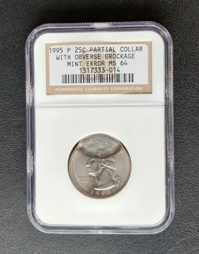RARE 1995 P/C Huge Brockage Error Quarter NGC MS 64 PICTURES INCLUDED