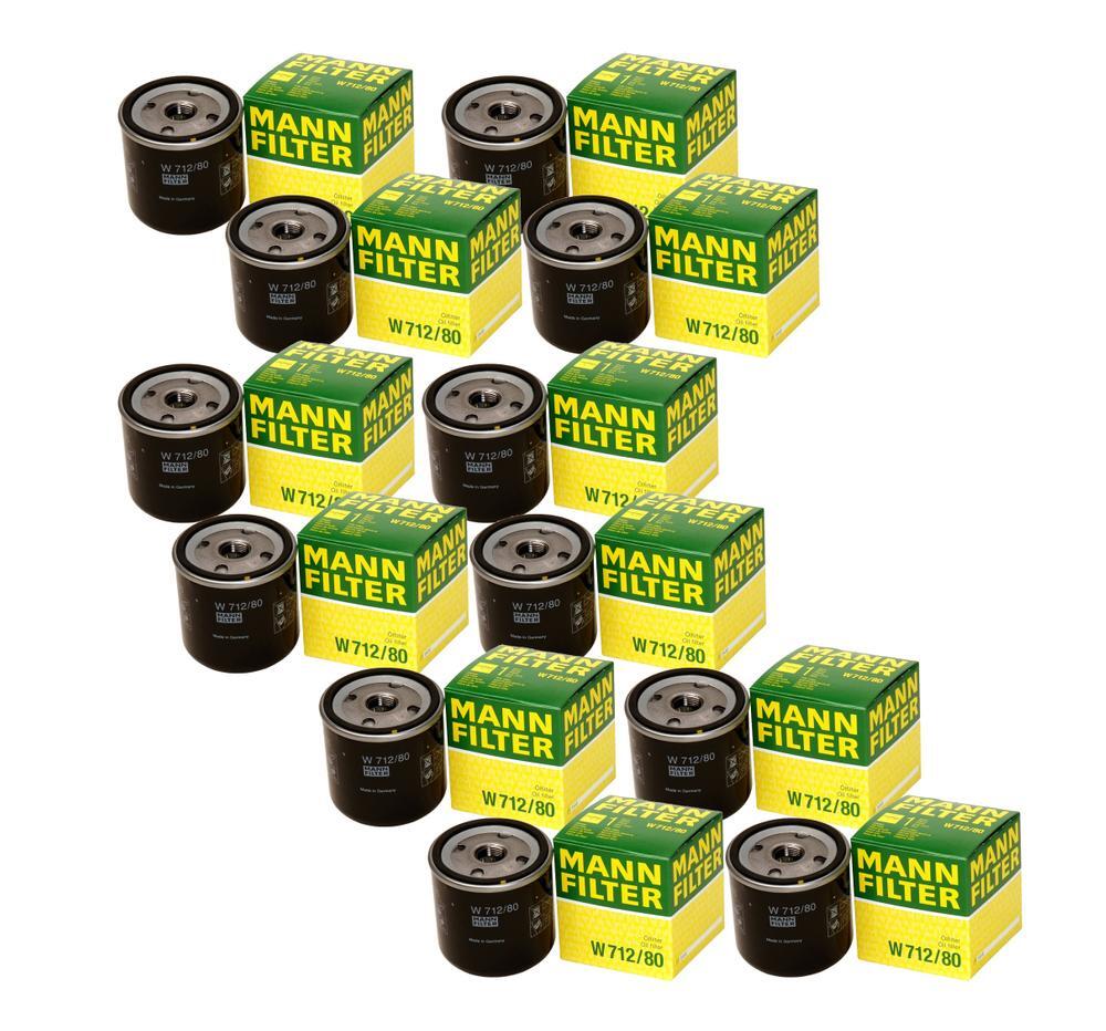 Mann Set of 12 Engine Oil Filter Kit Spin-on For Saab 9-3 9-5 900 9000