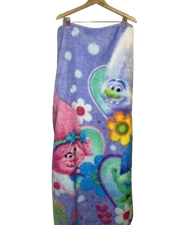 Trolls Fleece Blanket - DreamWorks World Tour Kids Blue Poppy Very Soft & Plush