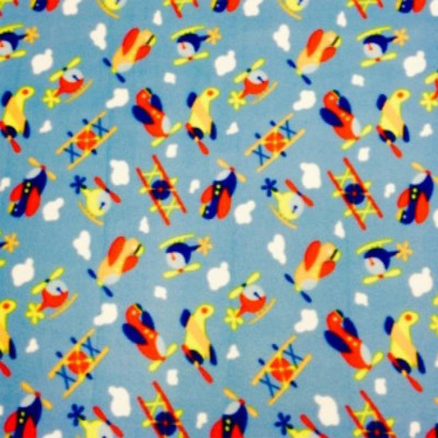 Helicopters & Airplanes Print Fleece Fabric - 60'' Wide - Sold by The Yard & Bolt