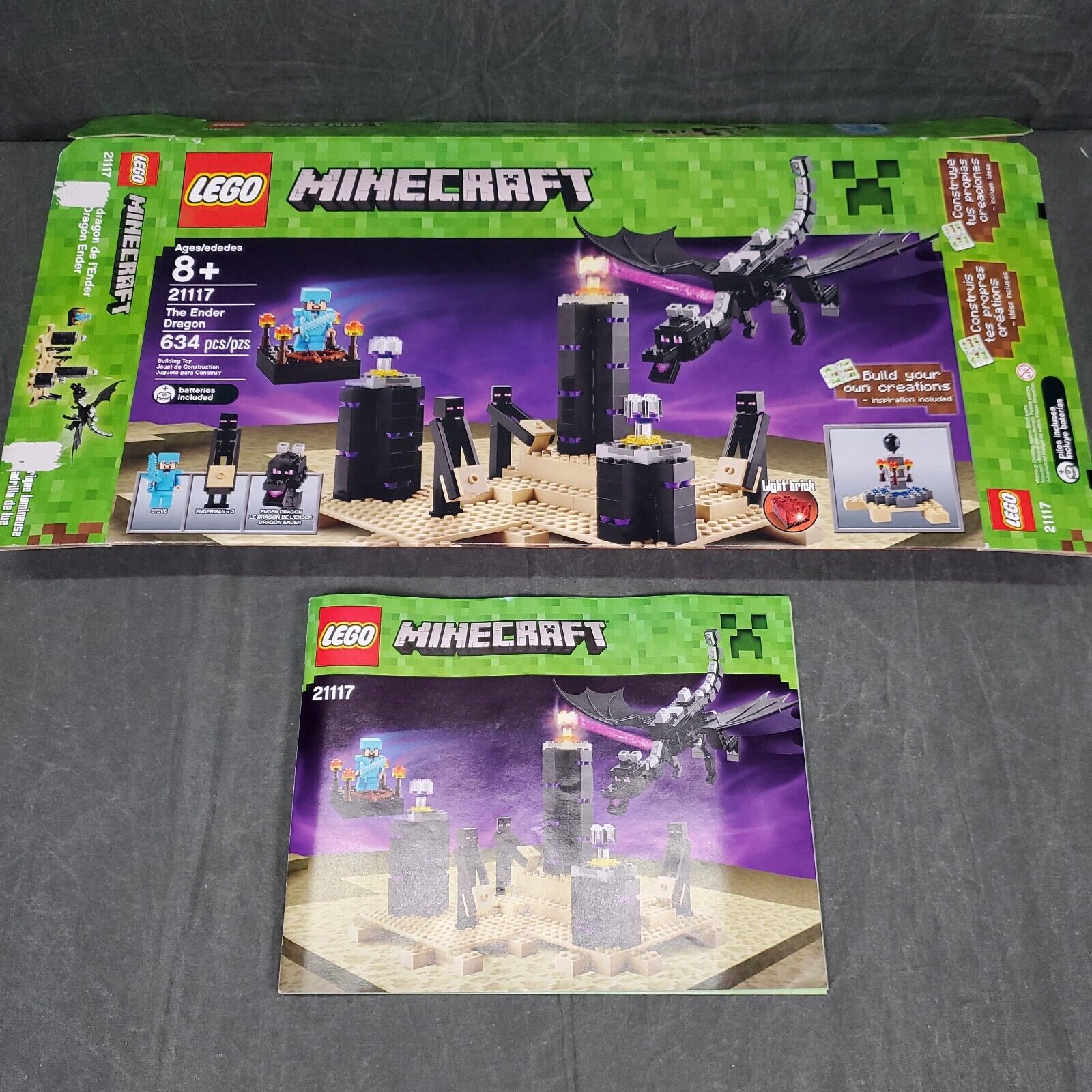 LEGO Minecraft #21117 The Ender Dragon 100% Complete w/Manual Minifigs &  Box