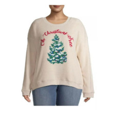 Holiday Time Sweatshirt Oh Christmas Tree Pull Over Soft Plus Size 2X 19-21 