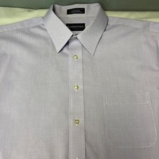 Stafford Essentials Dress Shirt Regular Fit Cotton Blend Broadcloth Purple Check
