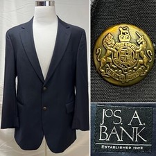 Men's Jos. A. Bank Navy Blue Gold 2-Button Wool 2-Button 44L Blazer Jacket Coat