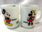 Vintage Disney PEPSI COLLECTOR SERIES Milk Glass Mugs - Mickey & Minnie