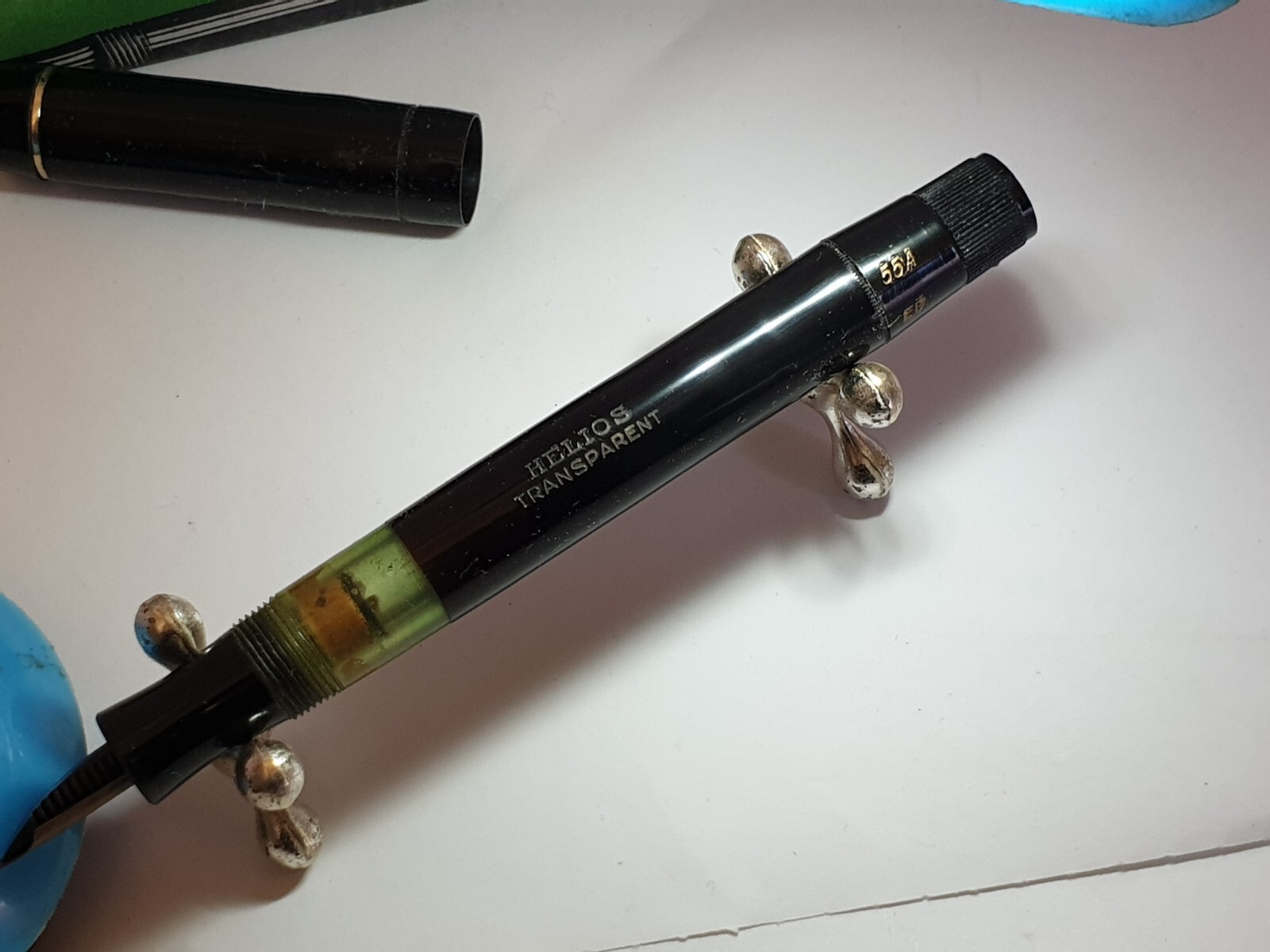 VINTAGE FOUNTAIN PEN KAWECO HELIOS TRANSPARENT 14k GOLD NIB 1930s MINT