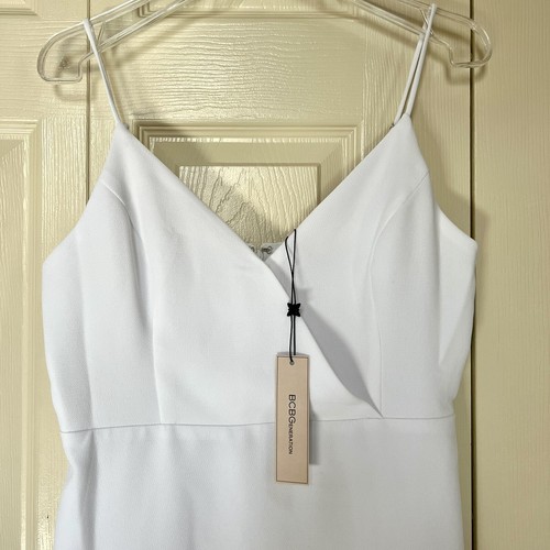 NWT BCBGeneration White Cocktail Surplice Cami Woven Mini Dress Size 10 - Picture 3 of 12