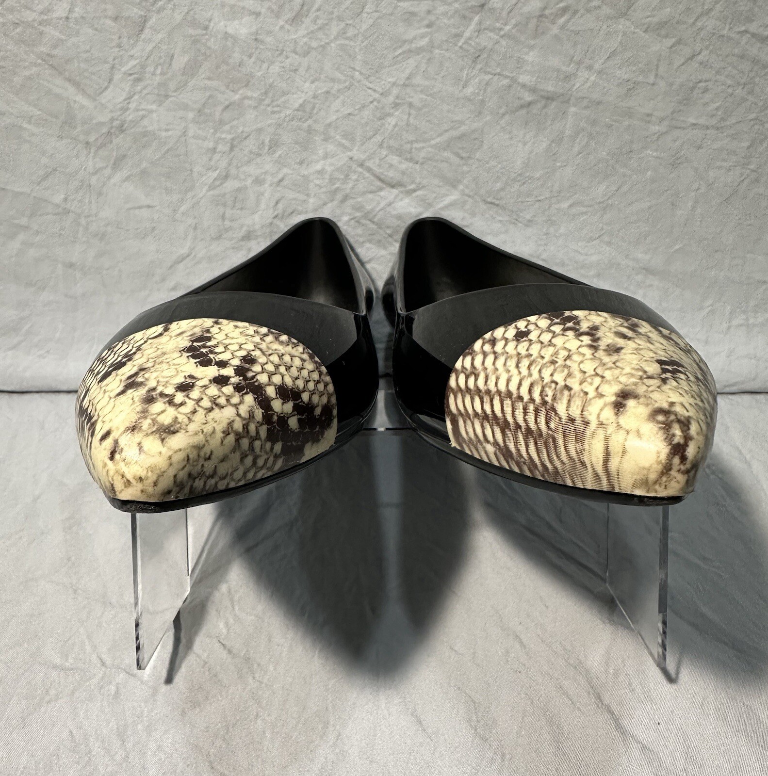 KATE PYTHON TEMPERATE BLACK POINTED TOE BALLET FL… - image 12