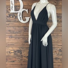 Forever 21 | Chiffon Maxi Pleated Plunge V-Neck Open Criss Cross Strappy Back