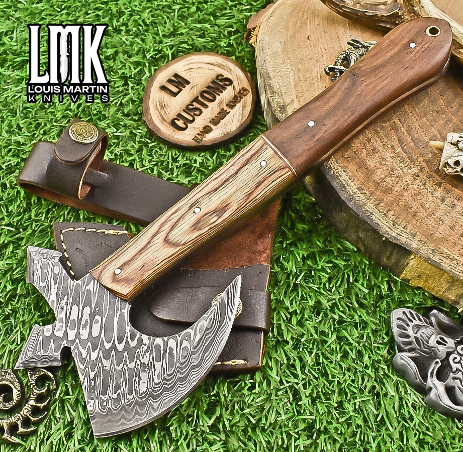 Custom Clever Chopper Axe Knife Ladder Damascus Walnut Wood Outdoor eBay