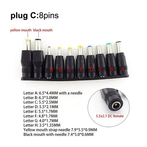 Adaptateur secteur universel 5,5 mm x 2,1 mm DC femme mâle prise secteur embouts connecteur - Photo 5/15
