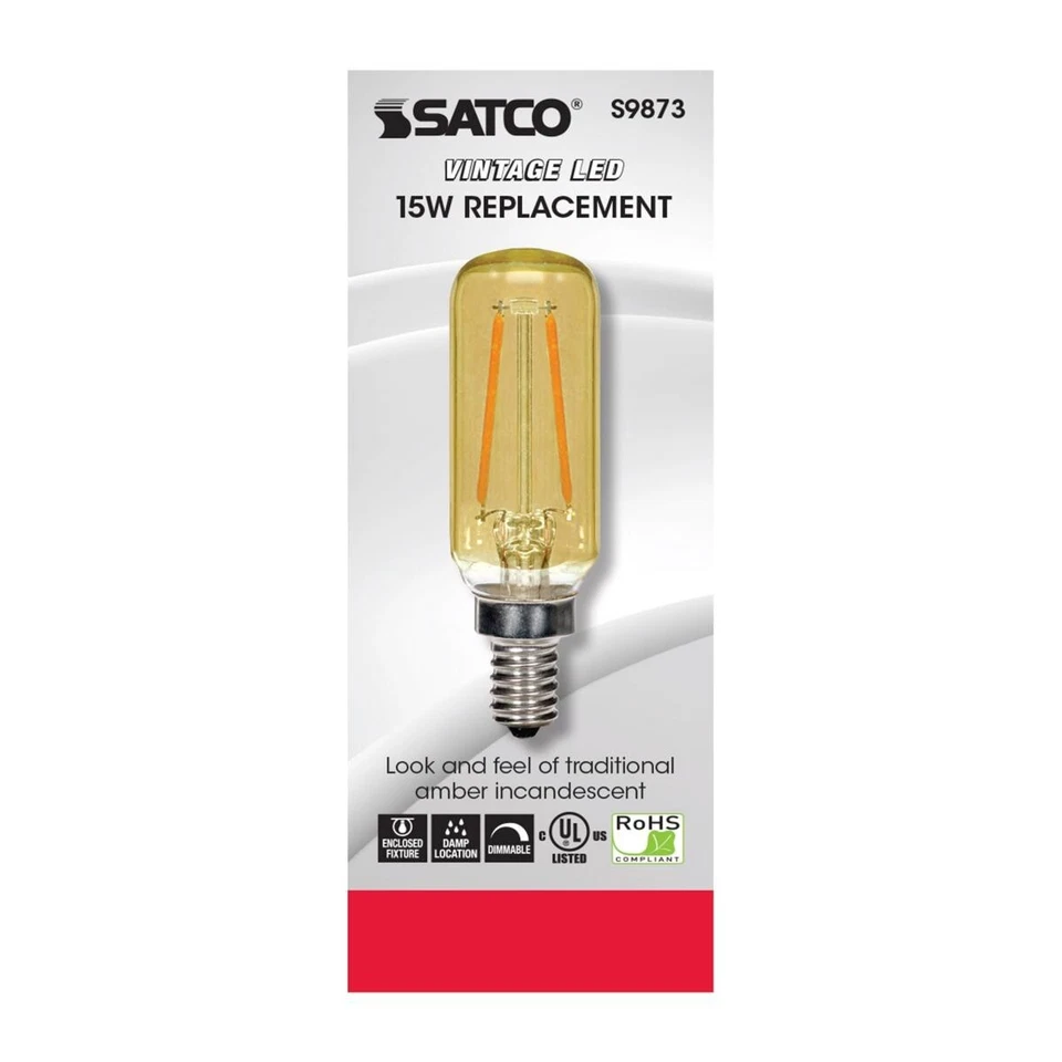 Satco S9873 - 2.5 Watt T6 LED Vintage Amber Light Bulbs - 2000K (6 Pack) - Image 3 of 4