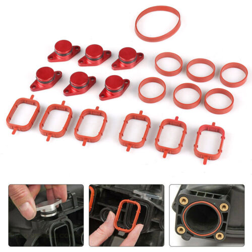 6X 22mm For BMW M47 Swirl Blanks Flaps Repair Kit With Intake Gaskets Red - Picture 1 of 5