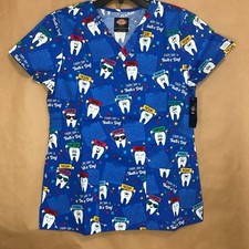 Dickies Scrub Top Dental S VNeck Tooth Day Everyday DK704 TDEY NWT Free Shipping