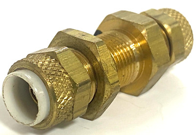 IMPERIAL BULKHEAD ADAPTER BRASS POLYFLOW COMPRESSION SIZE- 1/2'' OAL OF 2-13/16''