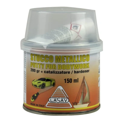 LASAV Stucco metallico per carrozzeria auto bicomponente con catalizzatore 150ml grigi