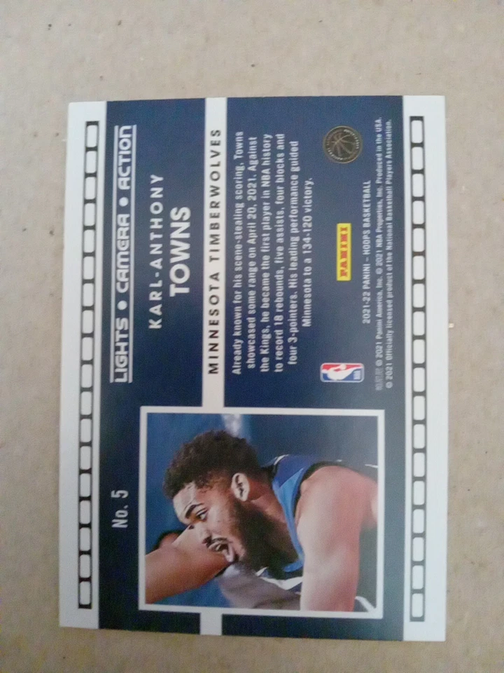 2021-22 NBA Hoops Winter Lights Camera Action Karl-Anthony Towns #5 - Image 2 of 2