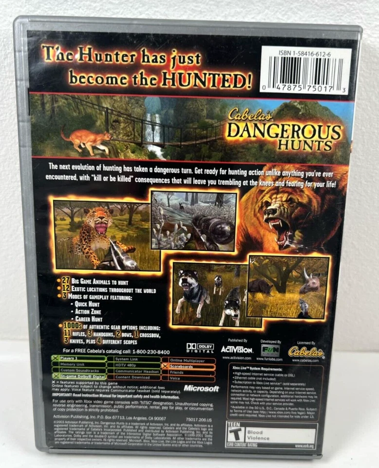 Cabela's Dangerous Hunts (Microsoft Xbox, 2003) Platinum Hits - Image 2 of 3